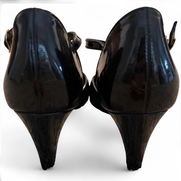 Paul Green München Black Patent Leather T- Strap Heels Sz 6.5 - Picture 6 of 8